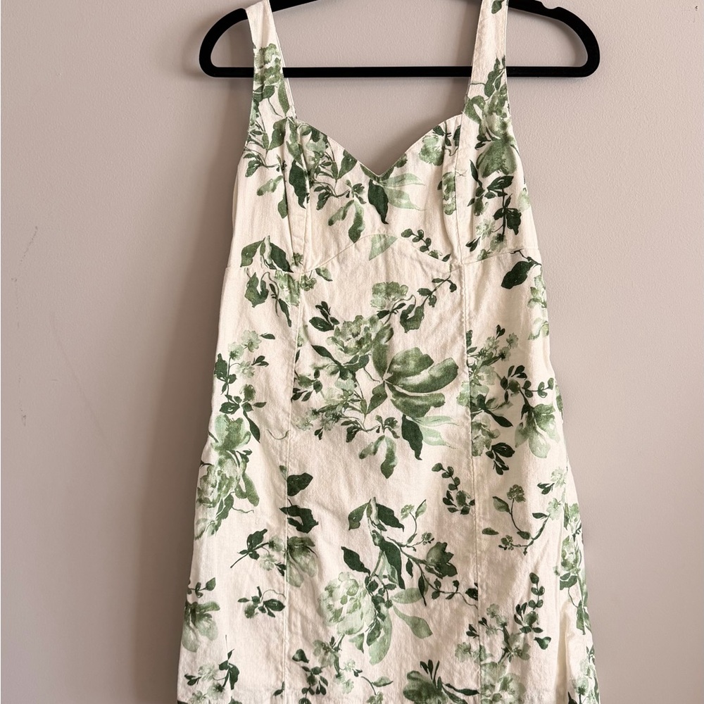 Abercrombie & Fitch Cream Mini Dress with Green Floral Print